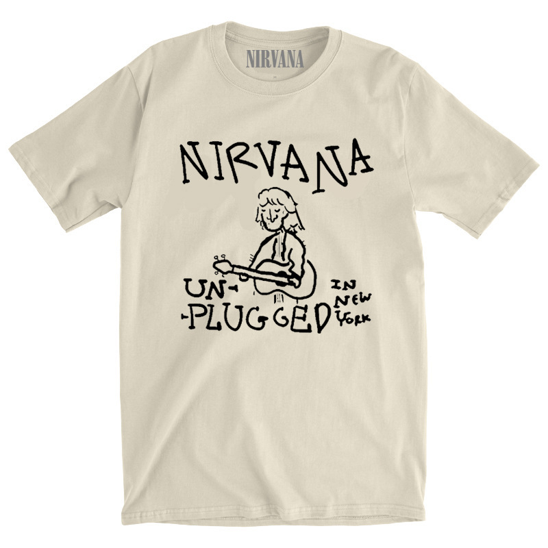 Summer New NIRVANA NIRVANA Rock Band Punk Black and White Line Painting Simple Men's Short-sleeved T-shirt
