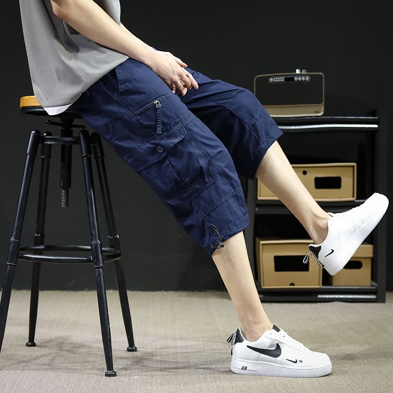 Monos de verano deportes de ocio al aire libre de los hombres pantalones cortos sueltos delgados de los hombres pantalones cortos multibolsillos de los hombres