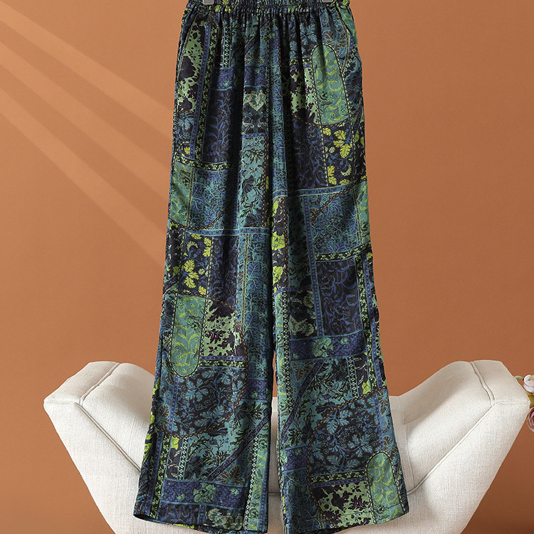 Elastic Waistband, 98% Mulberry Silk Xiangyun Yarn Straight-Leg Pants, Women's Silk Wide-Leg Cropped Pants Elastic Waistband, 98% Mulberry Silk Xiangyun Yarn Straight-Leg Pants, Women's Silk Wide-Leg Cropped Pants