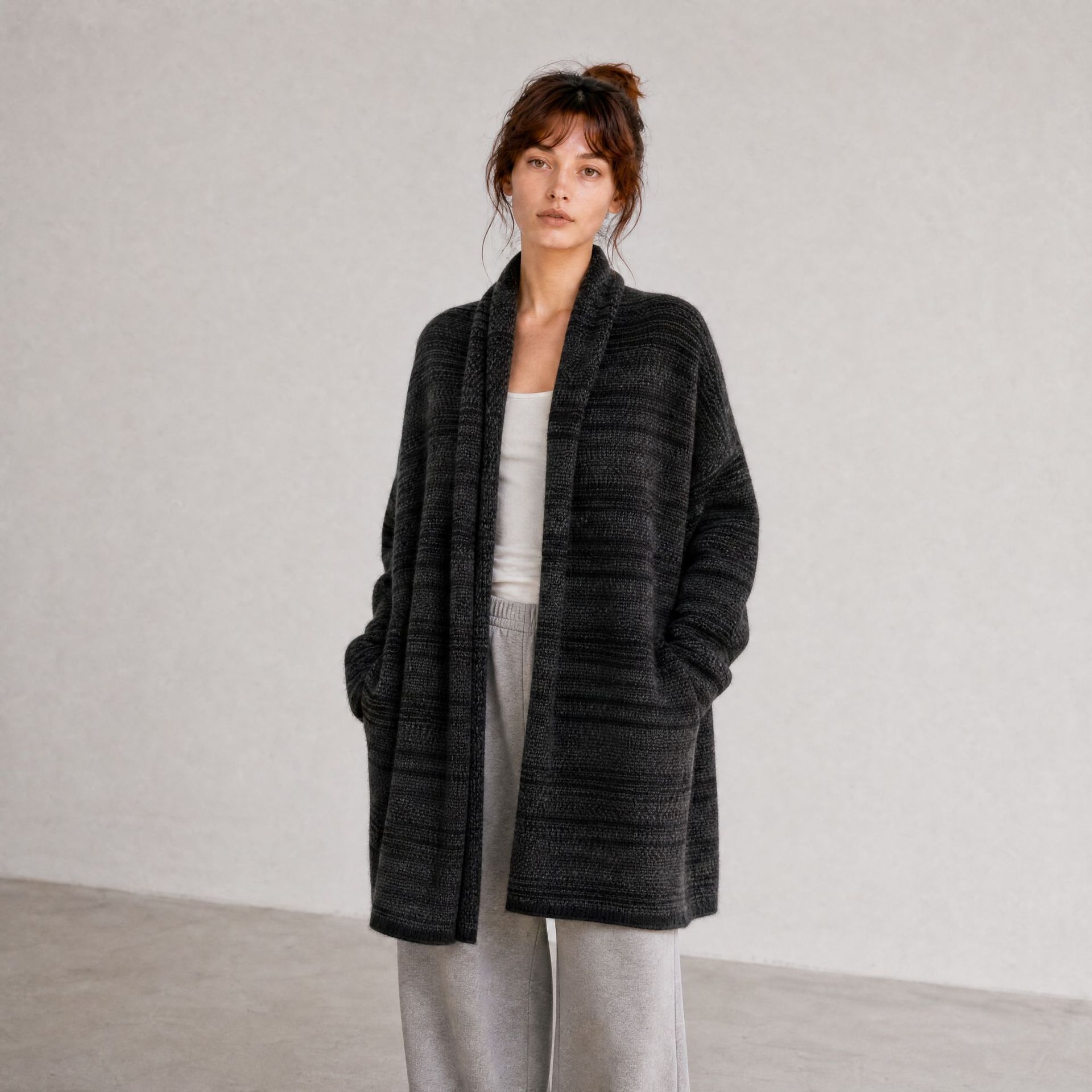 2026 Autumn and Winter New Style 100% Cashmere Cardigan Long Knit Sweater Cashmere Full Chain Factory Direct Supply S255