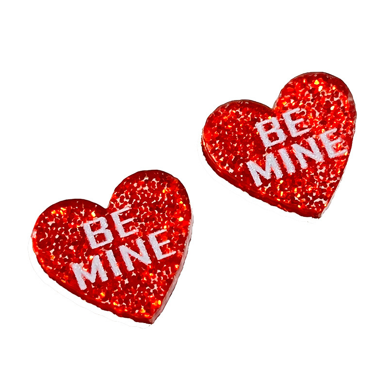 Original Design Letter Heart Shape Wood Stoving Varnish Womenu0027S Ear Studs 1 Pair