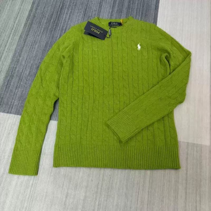 可扫码跨境新款十一色rl麻花毛衣刺绣针织衫宽松圆领套头男女代发|undefined