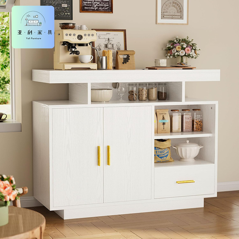 Modern Sideboard Panel Furniture with Drawers, Coffee Bar, Amazon Cross-Border Source Factory Wholesale Coffee Cabinet Modern Sideboard Panel Furniture with Drawers, Coffee Bar, Amazon Cross-Border Source Factory Wholesale Coffee Cabinet