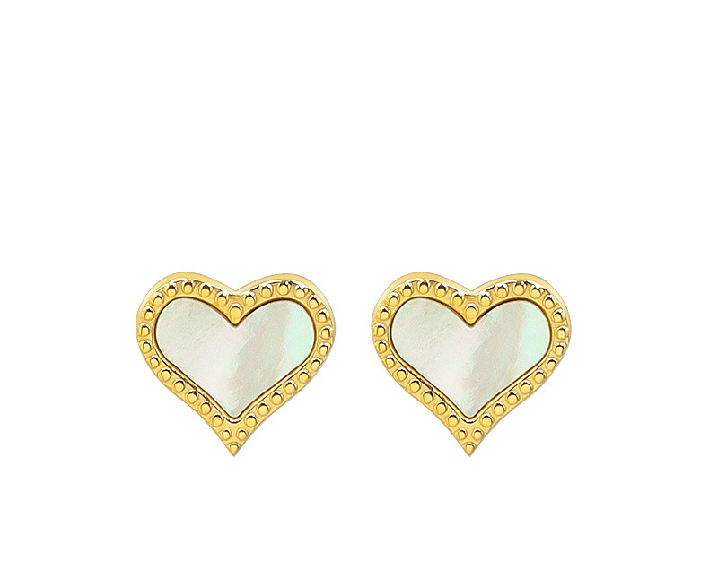 Korea White Sea Shell Peach Heart Love Earrings display picture 11