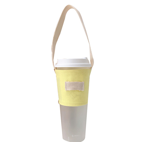 Portable portable insulated milk tea and coffee drink portable cup cover with candy color strap and hand-carrying canvas cup cover