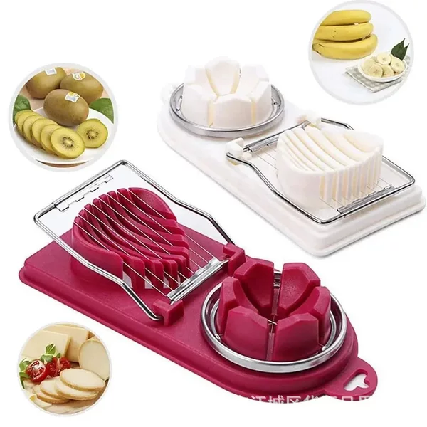 In stock Japanese-style multi-function egg cutter double-headed egg slicer two-in-one fancy pine egg split cutter