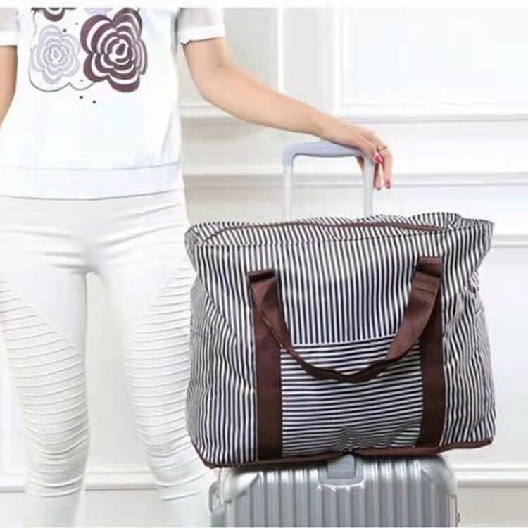 Clothing quilt storage bag travel striped folding bag large capacity Oxford cloth waterproof cover trolley luggage bag