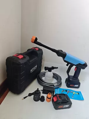 Wireless High-Pressure Car Washer: High pressure car wash water gun - 563654-blue-5-cell-two-power-tool-box-deluxe-version-10m-water-pipes