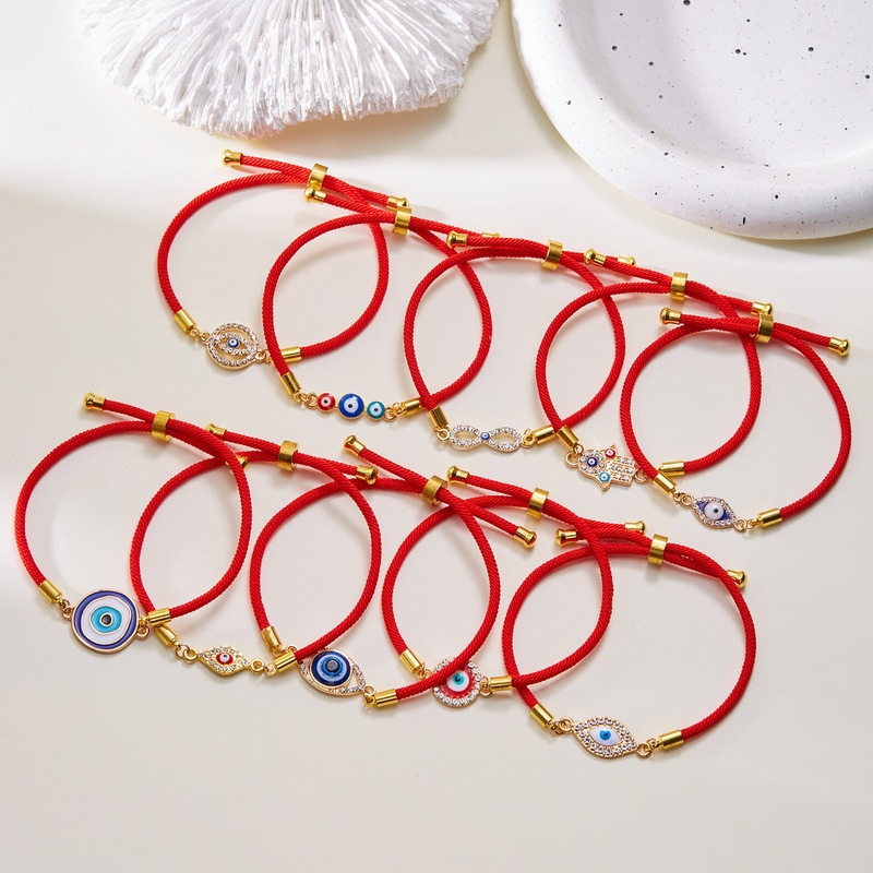 AliExpress hot new eye devil's eye bracelet alloy pendant adjustable blue eye pull bracelet