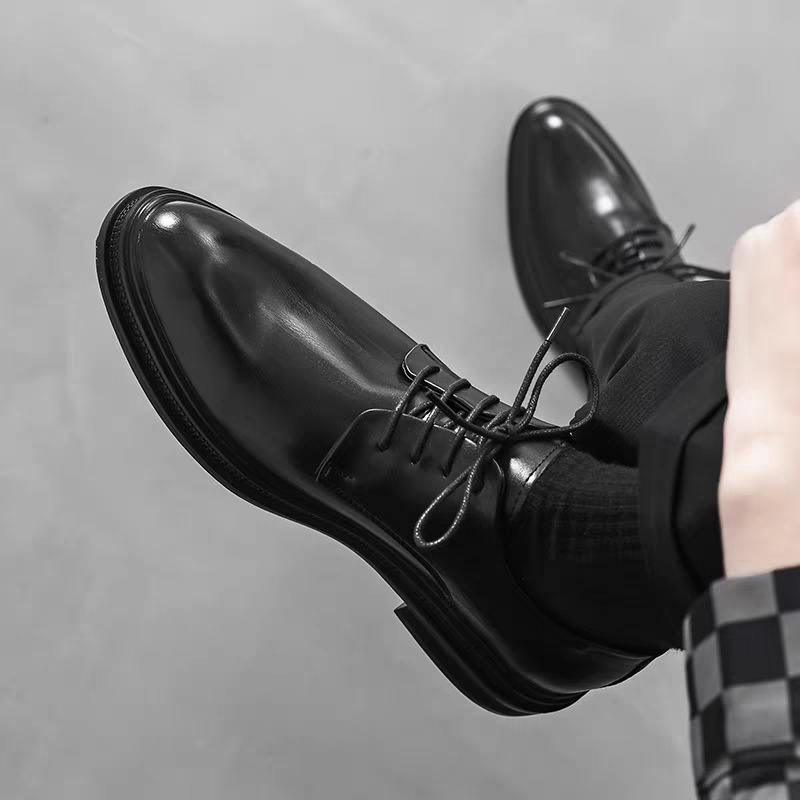 Zapatos de cuero de hombre otoño y invierno de hombre vestido formal de negocios de cuero suave con suela suave punta de boda cordón de novio zapatos de alta calidad