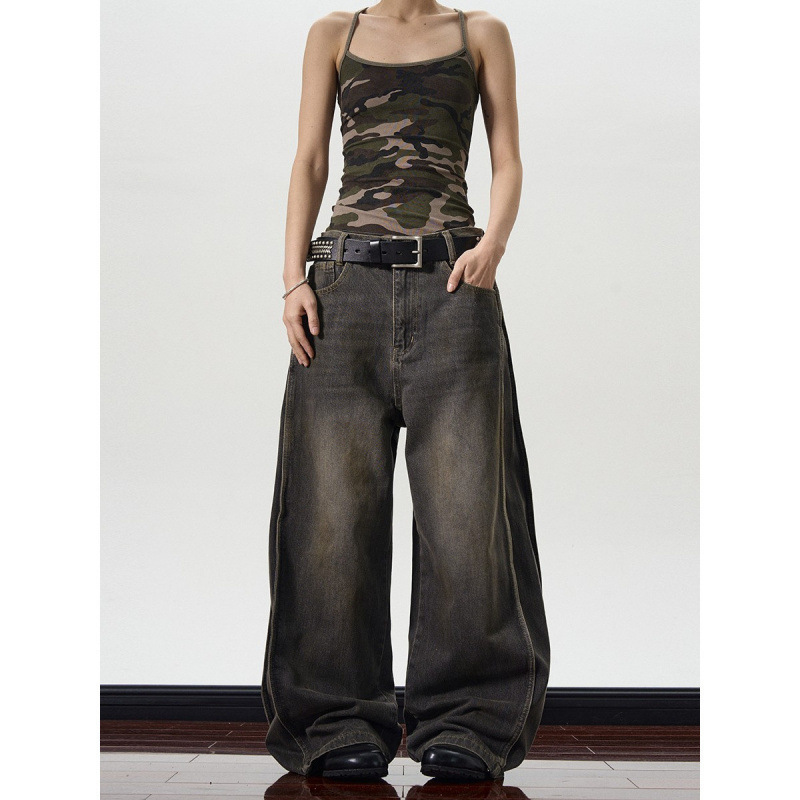 American Retro Cleanfit Silhouette Cut Distressed Jeans for Men and Women, Trendy Straight-Leg Slimming High-End Pants