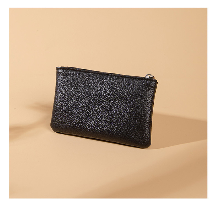 Pu Leather Material Solid Color Pattern Unisex Solid Color Pu Leather Zipper Coin Purses