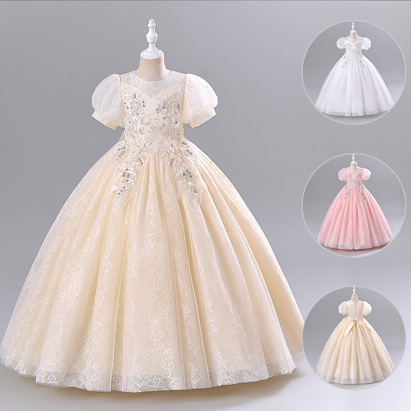 Girls' formal one year old princess wedding dress, flower children's walk show, high-end performance clothing, new_voghion.com