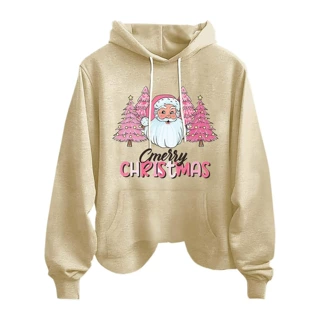 2023秋冬新款女装跨境圣诞节图案连帽卫衣长袖女装3D印花棒球服