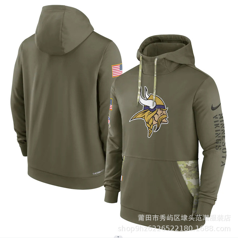 现货18军绿款nfl致敬版男士长袖卫衣运动健身连帽衫橄榄球运动|undefined