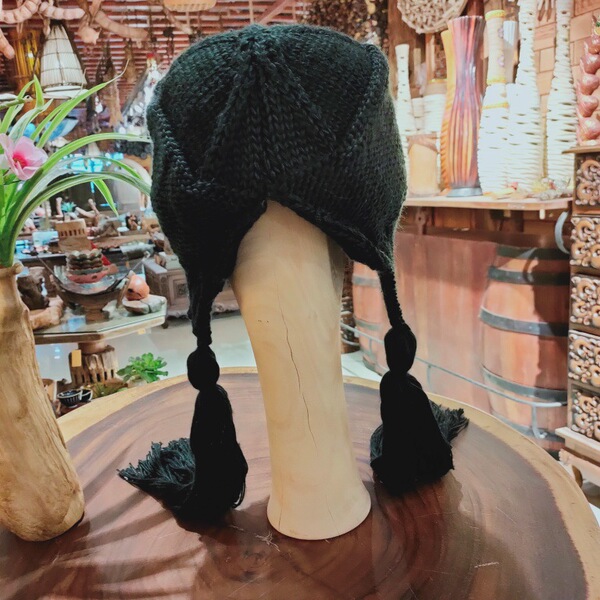 Demi-season woolen ethnic keep warm knitted hat with pigtail with…