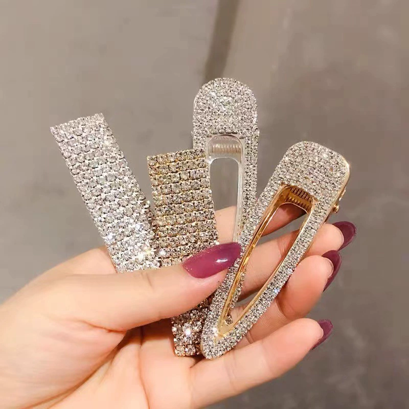 Корейский стиль Новый Простой Полный алмазный горный хрусталь металлический зажим утконоса капли воды полый Капля воды металлический мешок Алмазный боковой зажим сломанная шпилька