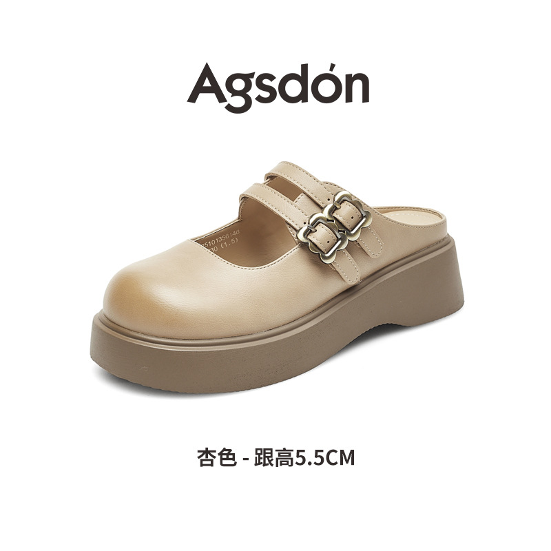 Mules sin cordones para mujer Augu Shiden, novedad primavera 2026, zapatos Mary Jane de suela gruesa para exterior