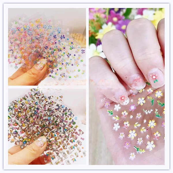 30 pieces of nail stickers with different patterns children and adults small fresh nude decorative stickers 3D 3D girl nail stickers