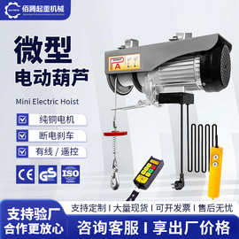 微型电动葫芦小型家用吊机钢丝绳卷扬机220v无线遥控款纯铜吊机