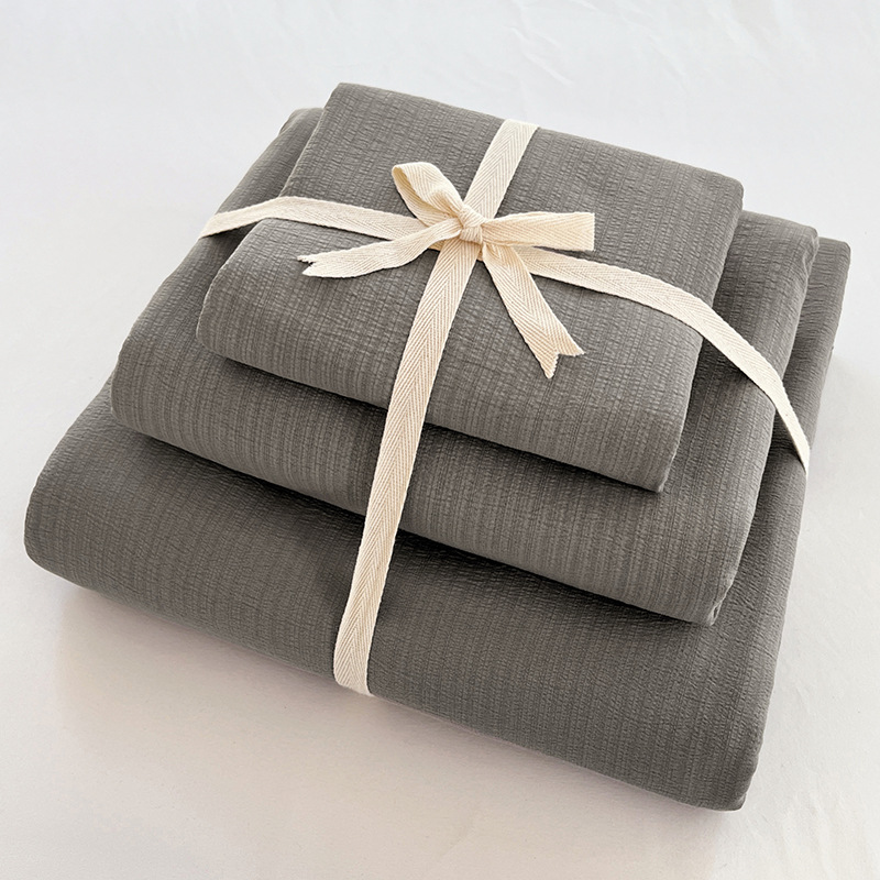 Juego de Ropa de Cama Youyixin de Doble Capa de Gasa de Color Sólido de Cuatro Piezas, Funda Nórdica, Sábana, Estilo Sábana Ajustable, Juego de Tres Piezas para Dormitorio Individual de Estudiantes, Tela Cepillada.