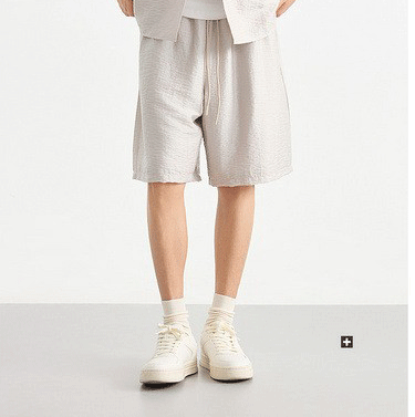 Bộ sơ mi ngắn tay cổ Cuba nam phong cách công sở, chất liệu nhăn mềm mại — Quần Short (91718) chi tiết 13