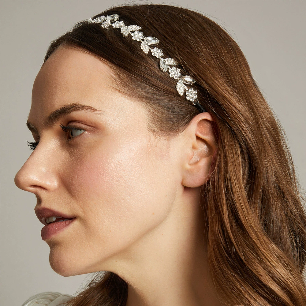 Новый стиль трансграничной цепочки для волос со стразами, простой свадебный головной убор с цветочными листьями в корейском стиле, высококачественные аксессуары для волос