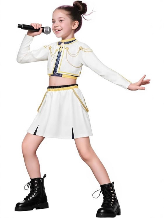 2025亚马逊新款女孩恶魔猎人服装搭配流行歌手3D印花女装童装套装|undefined