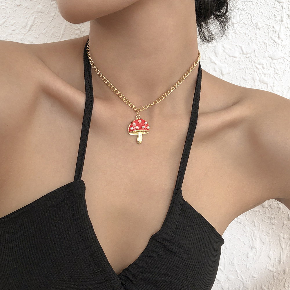 wholesale jewelry mushroom pendant necklace nihaojewelry