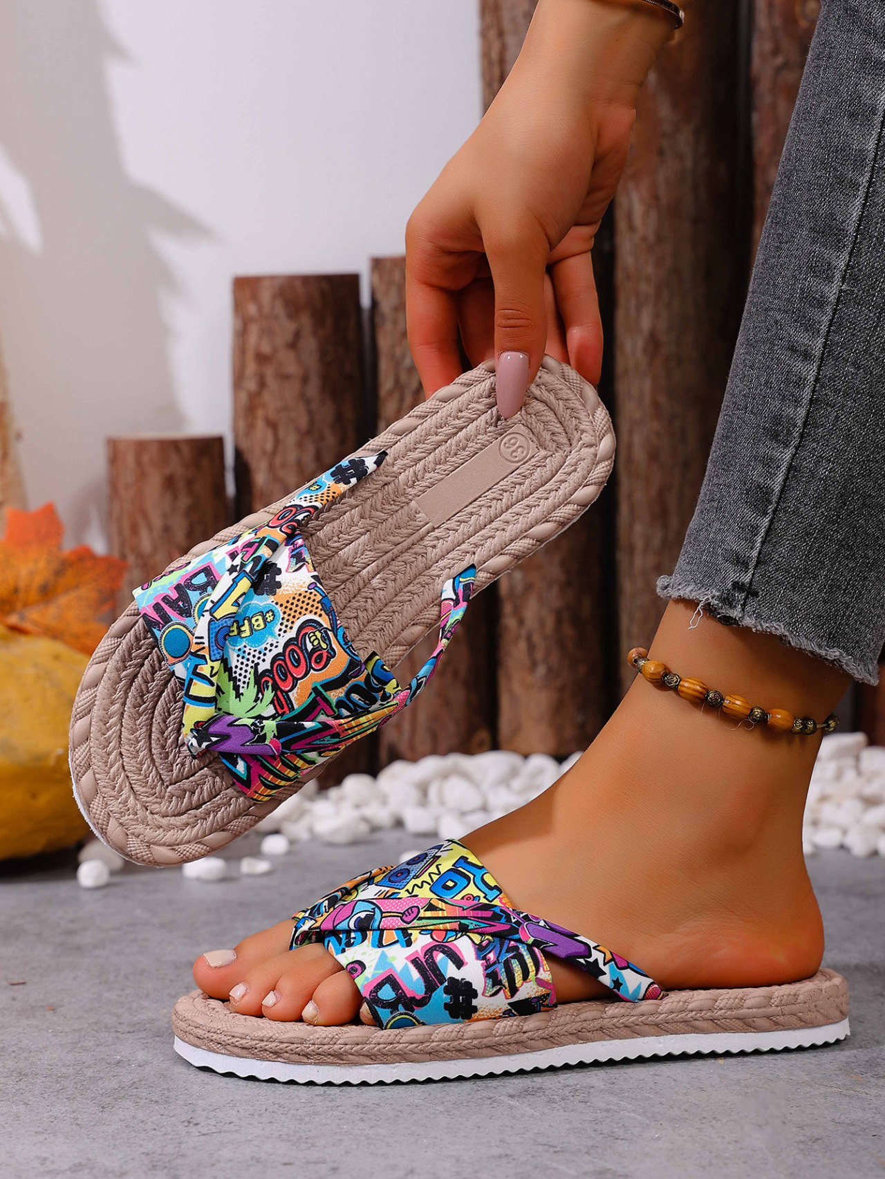 Women's Ethnic Style Flat Slides Sandals Summer Outdoor Beach_voghion.com