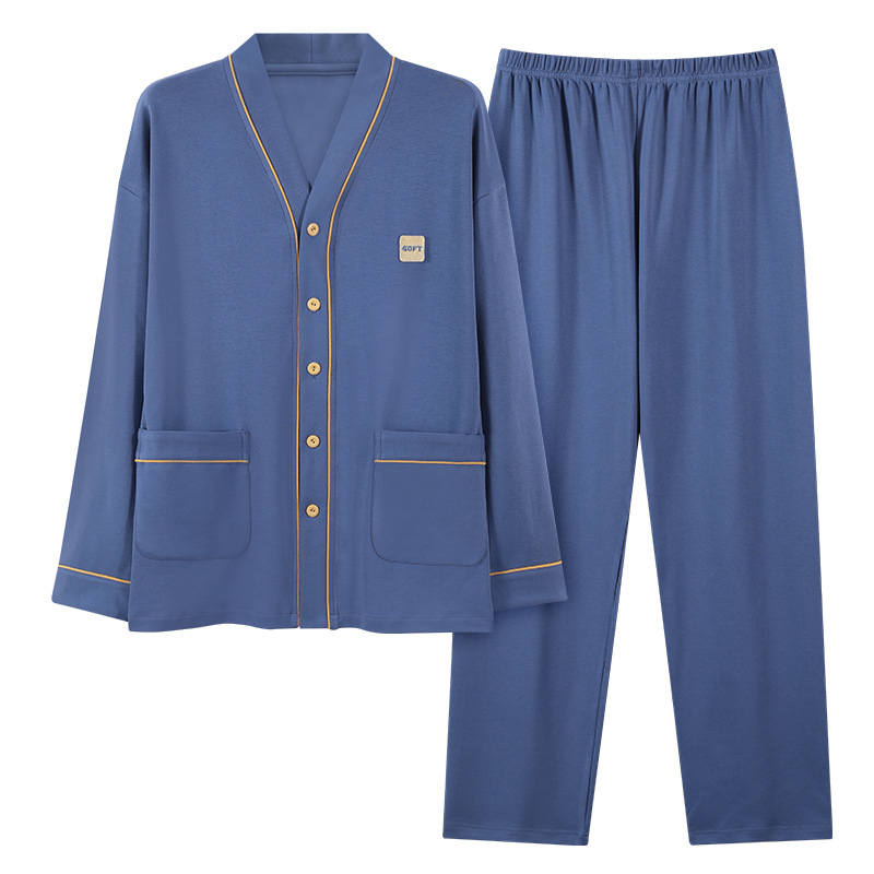 Pijama de hombre nuevo otoño y invierno de terciopelo calor engrosado manga larga simple invierno ropa casera casual set