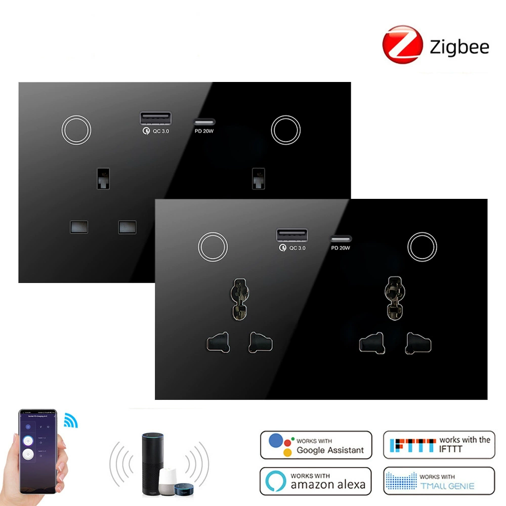 16A Универсальный Британский стандарт двойной штекер 147 умная розетка usbType Wall Tuya zigbee розетка 20 Вт