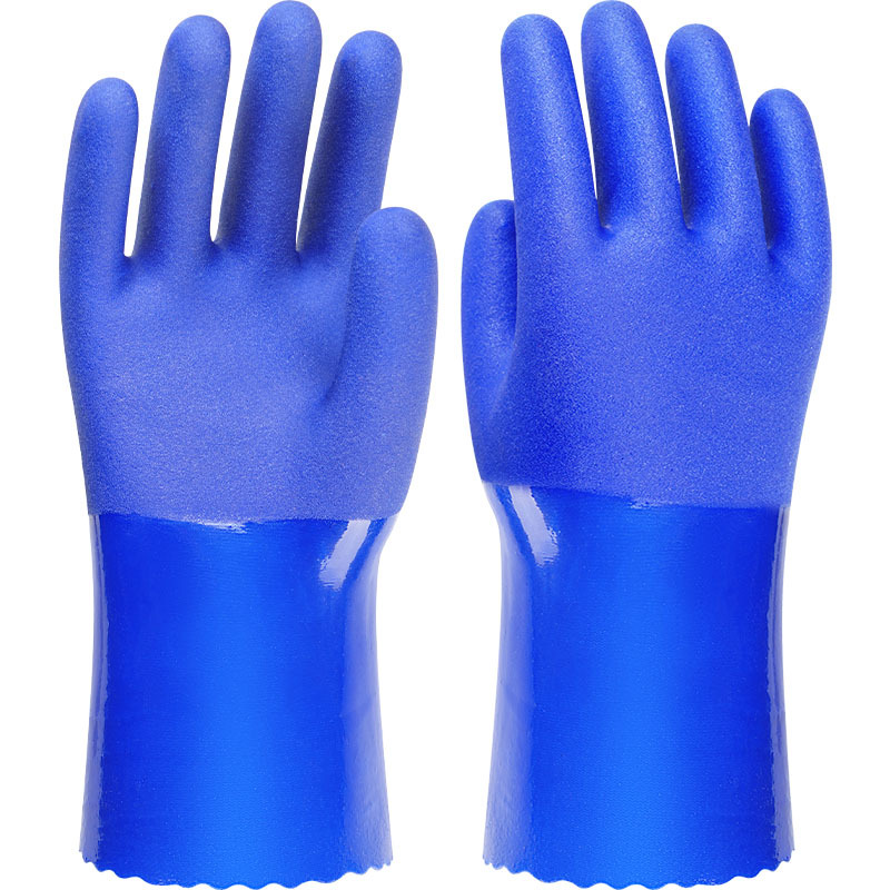 Guantes de inmersión de PVC gruesos resistentes al aceite resistentes a ácidos y álcalis resistentes al agua resistentes al desgaste anti-deslizante guantes de protección laboral