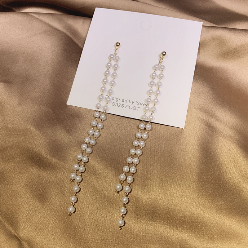 new pattern personality the republic of korea Dongdaemun Geometry have more cash than can be accounted for Pearl tassels Earrings Earrings Net Red ins Female wild earrings