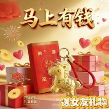 爆款马上有钱仿金箔钥匙扣 保险银行开门红礼物 招财商务伴手礼品