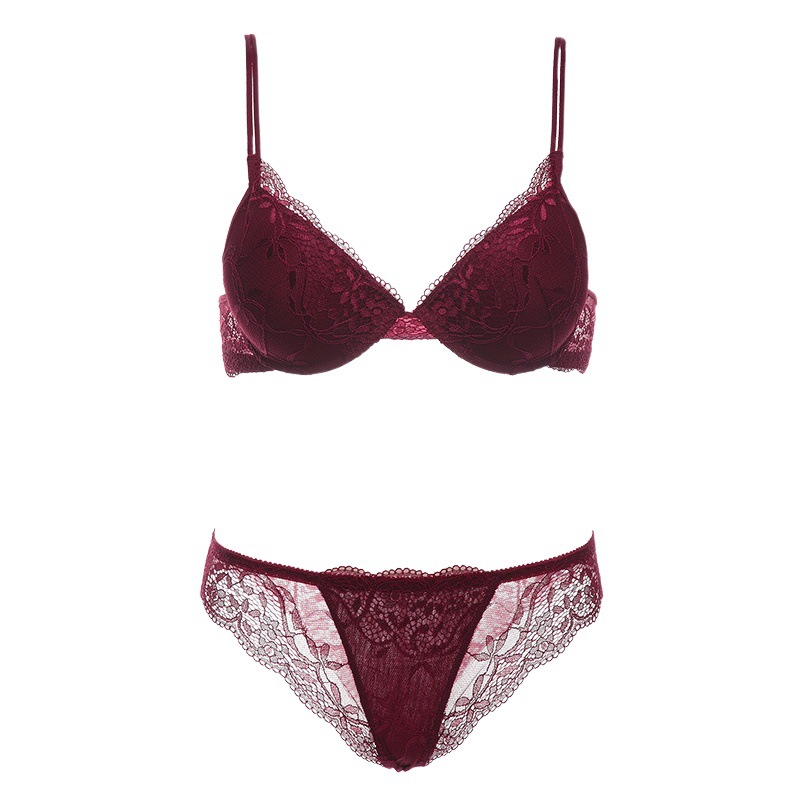 Fábrica al por mayor 9118 sexy encaje superior fino inferior grueso sujetador traje push up ropa interior de las mujeres