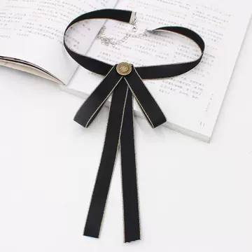 [Star Cat] Black College Style Bow Tie Female Ribbon Retro Accessories Trend Collar Flower Factory Spot TS181 - ShopShipShake