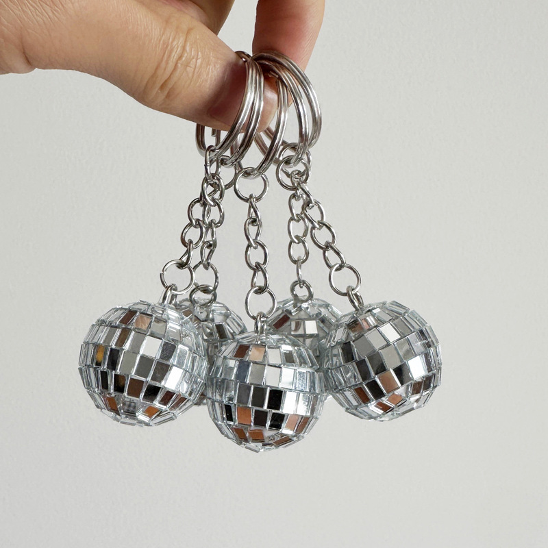 Mirror Ball Keychain Pendant Disco Keyring Gift 2026 Reflective Ball Cross-Border Amazon Decorative Items