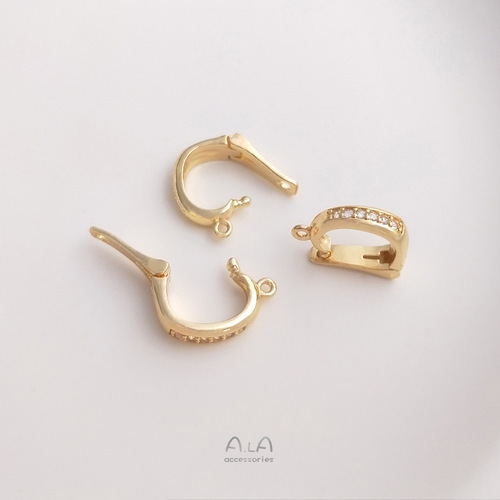 Color-preserving 14K gold-plated zirconium universal pendant buckle pearl jade crystal necklace buckle diy jewelry hanging buckle accessories