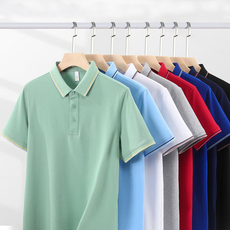 Xinjiang algodón largo frío elástico no deformado camiseta publicitaria de manga corta camiseta cultural polo ropa de trabajo personalizada