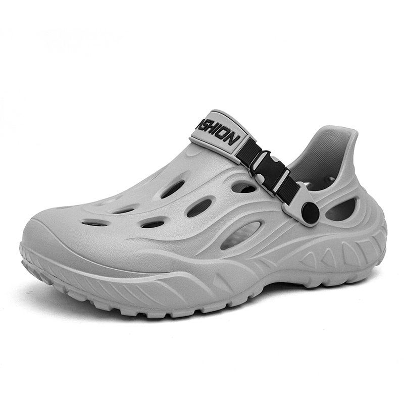 Pisar zapatos con agujeros de mierda, tendencia de verano para hombres, zapatillas de tacón exterior, suela gruesa, antideslizante, sandalias de playa al aire libre resistentes al desgaste