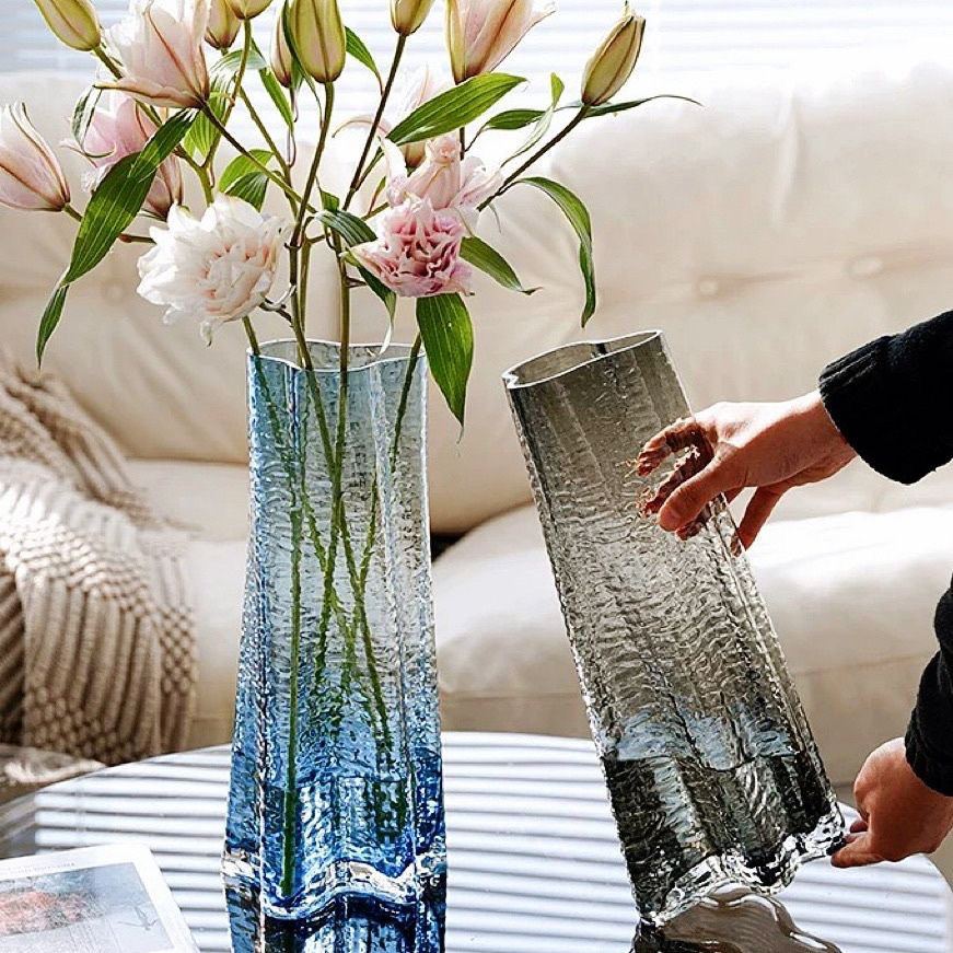 Vase Decoration for Living Room, Light Luxury Crystal Glass Vase, Large Ins-Style High-End Feel, Flower Hydroponics, Trendy Water Cultivation