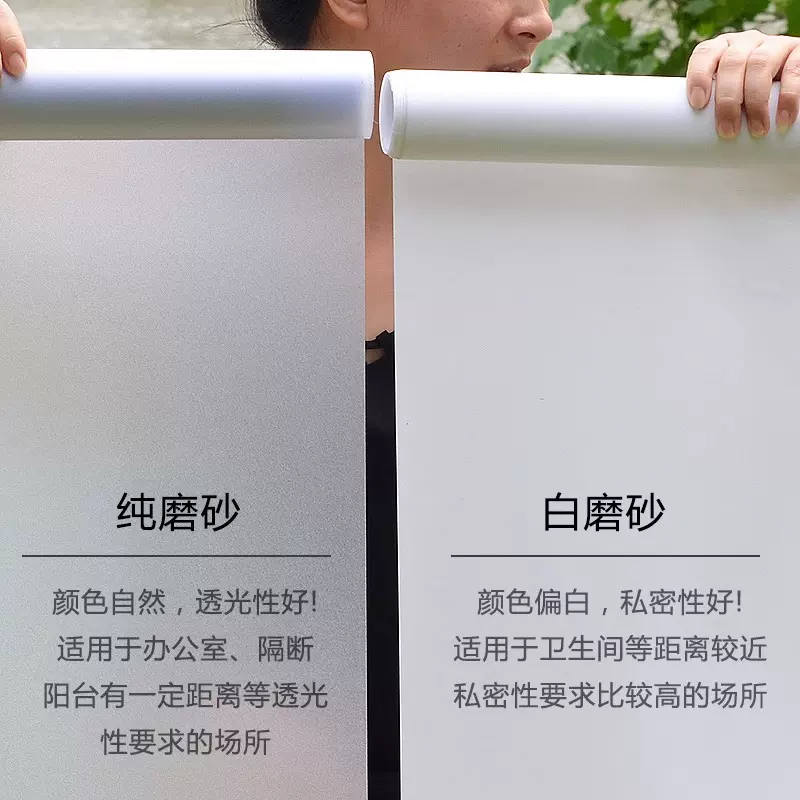 磨砂玻璃贴纸透光不透明卫生间窗户贴纸防走光浴室贴膜防窥磨砂膜