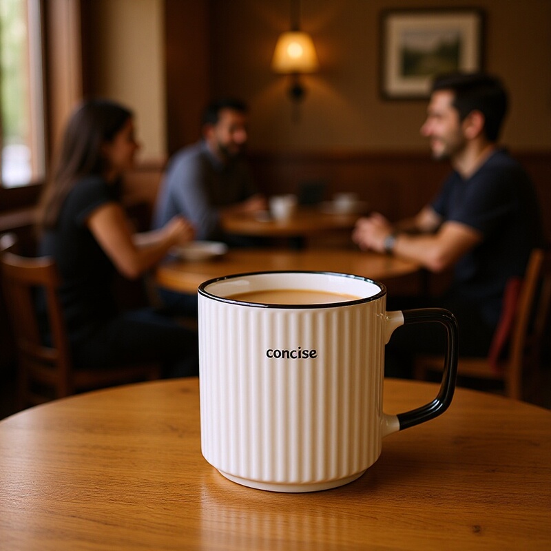 Simple Large-Capacity Mug Black Vertical Pattern Ceramic Cup Office Water Cup High-Value Milk Coffee Cup