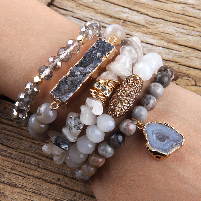 113g Weight Natural Stone Pendant Material Bracelets Classification Natural Stone Chain Material Beaded Chain Chain Type 1 Piece Quantity Holiday, Tea Party Occasion natural stone Material Geometric Pattern Women's Gender Vacation Style Vacation Geometric Natural Stone Beaded Chain Bracelets In Bulk 29