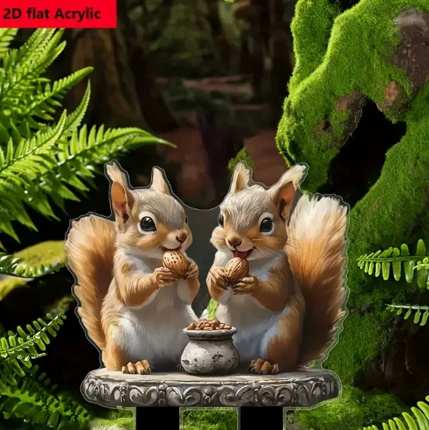 2D плоская новая богемная стиль маленькая белочка акрил садовая куча наружная декоративная горшковая вставка в грунт