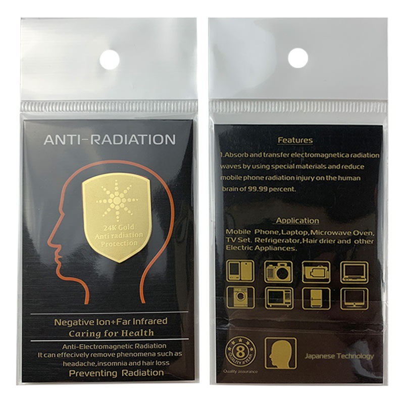 Cross-Border 5G EMF protection negative ion energy mobile phone stickers shield-shaped 24k sunflower radiation mobile phone stickers