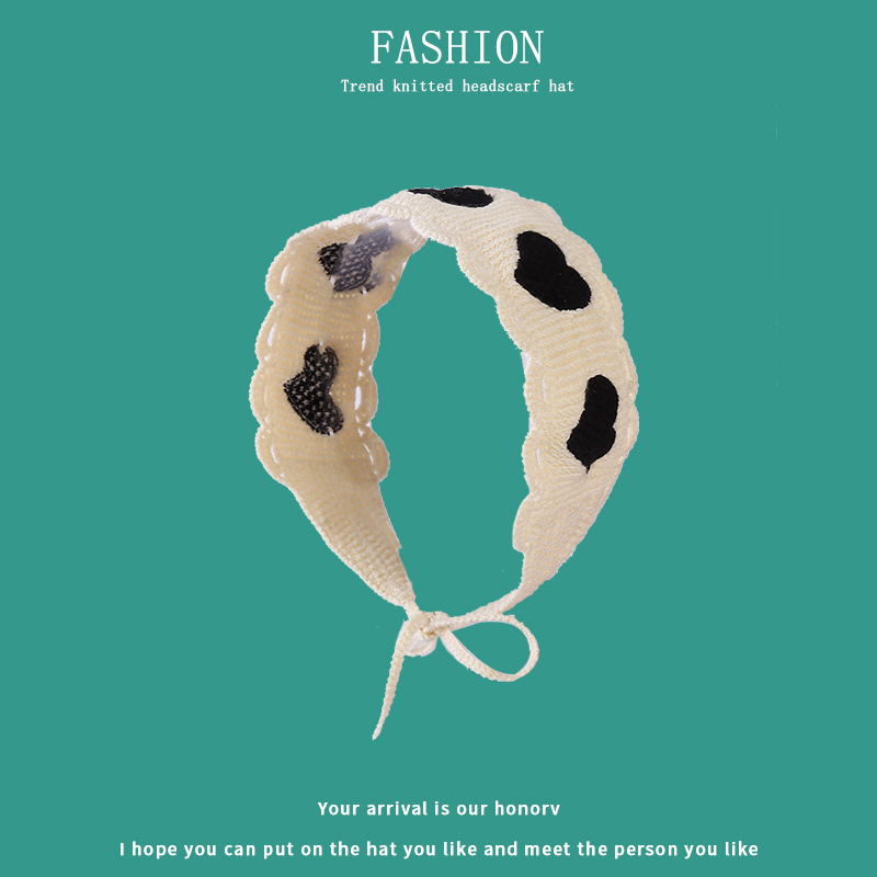 韓版ins甜美愛心頭巾勾花鏤空束髮帶創意綁帶頭巾時尚百搭頭飾