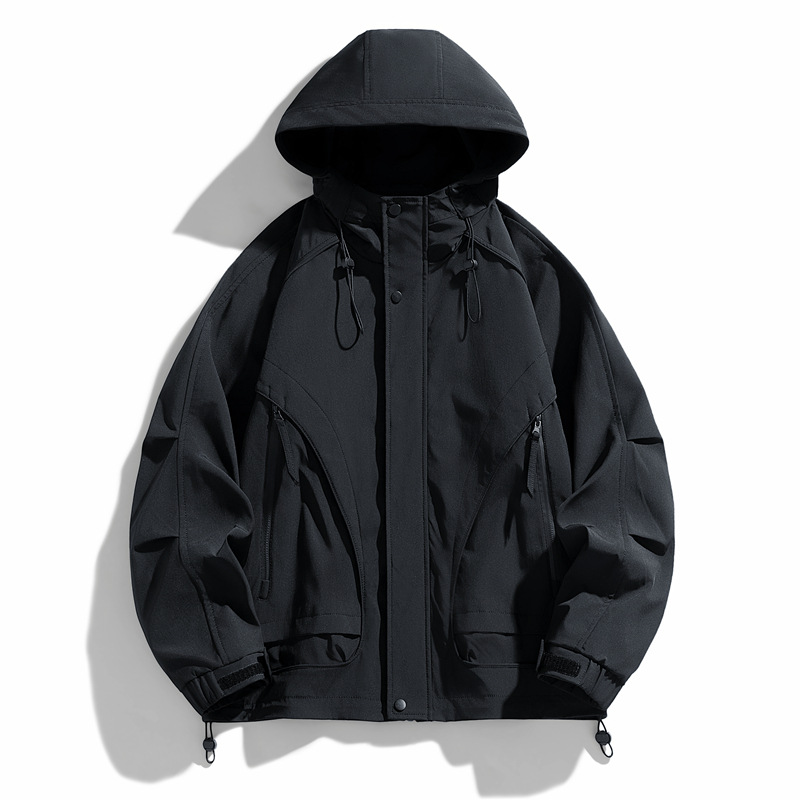 Primavera y otoño de hombre gran chaqueta casual hombre gordo tamaño sólido chaqueta con capuchón chaqueta de hombre