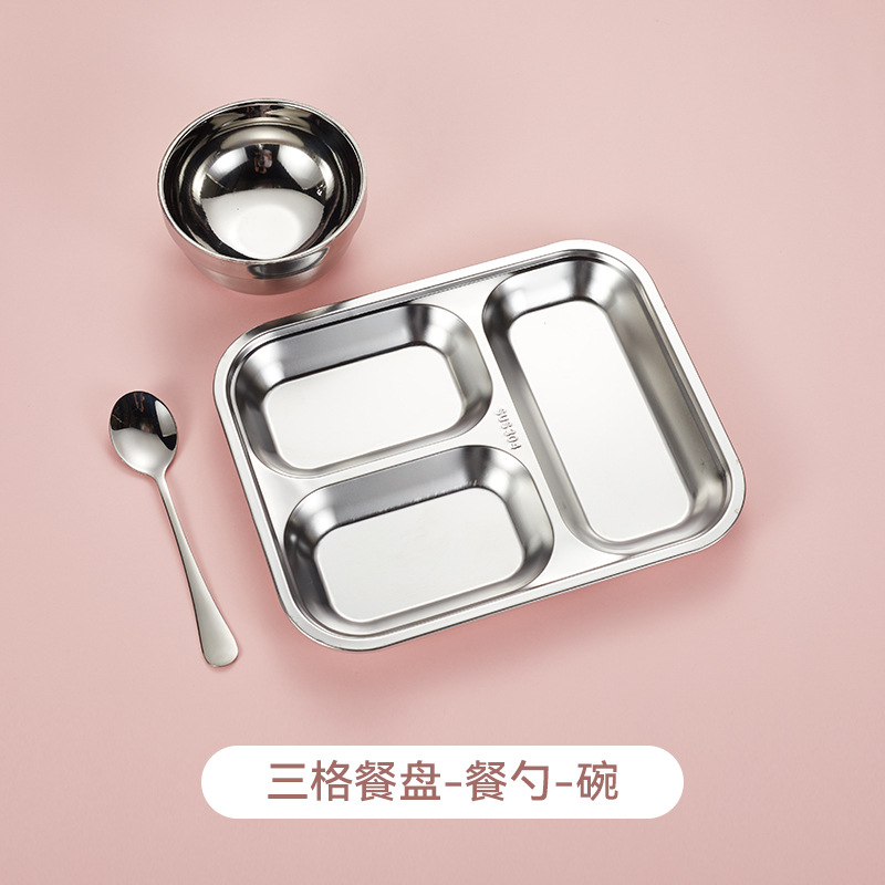 사각 3칸 디너 접시에는 [숟가락 + 국그릇]이 함께 제공됩니다.